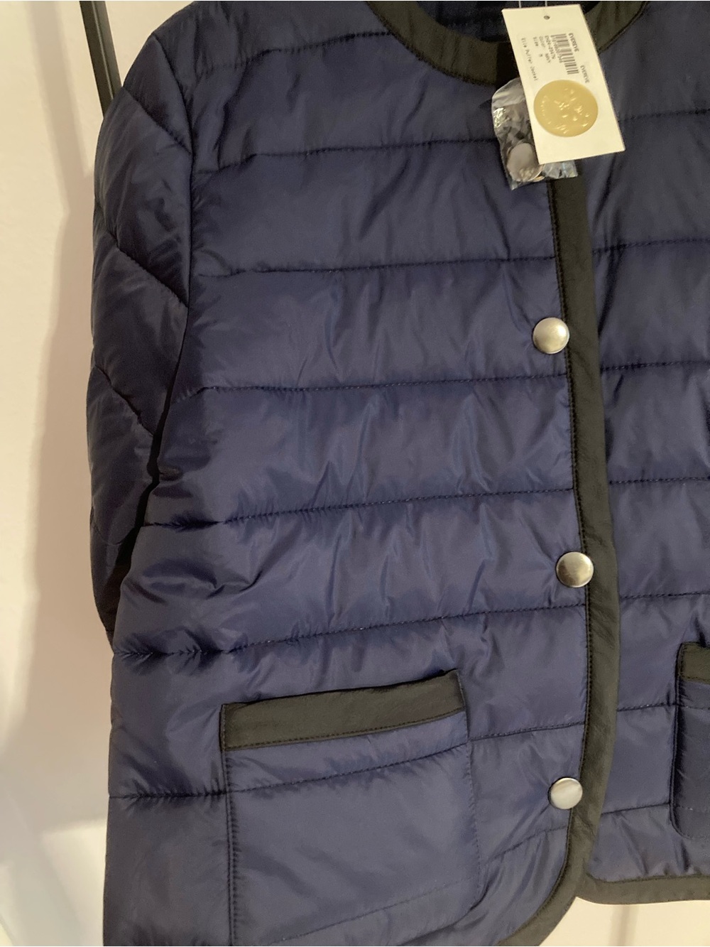 Evereve Navy Quilted Puffer Jacket, NWT - Picture 4 of 5